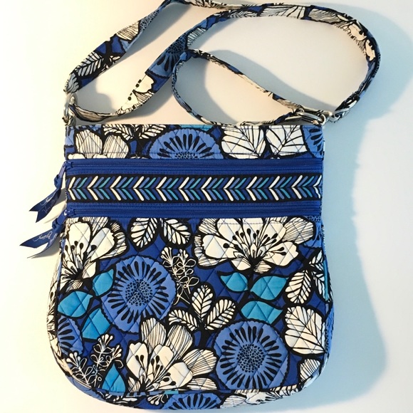 Vera Bradley Handbags - Vera Bradley Triple-Zip Crossbody: Blue Bayou EUC